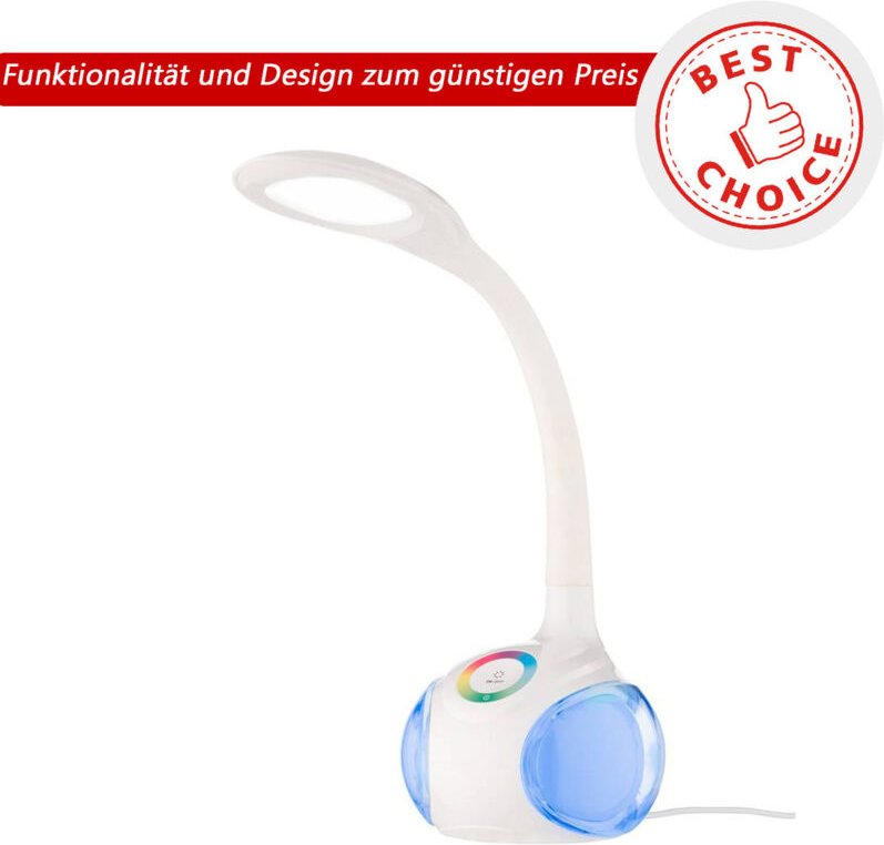 EGLO LED Tischlampe Arcones, Tischleuchte mit Touch, neutralweiß, dimmbar in Stufen, Lampenfuß mit RGB Farbwechsel, Schr...