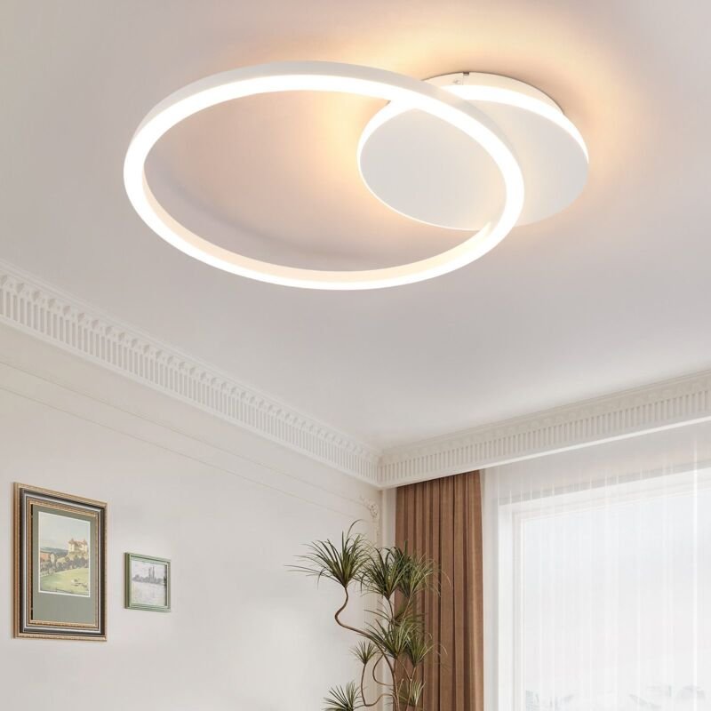 Deckenleuchte led Deckenlampe Küche - 24W 3000K Warmweiß Küchenlampe Modern Design Wohnzimmerlampe 2-Ringen Flurlampe Sc...