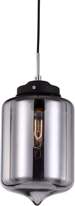 Tube - Industrie- und Retro-hängender Anhänger Schwarz 1 Licht mit dunklem Glasschirm, E27 - Italux