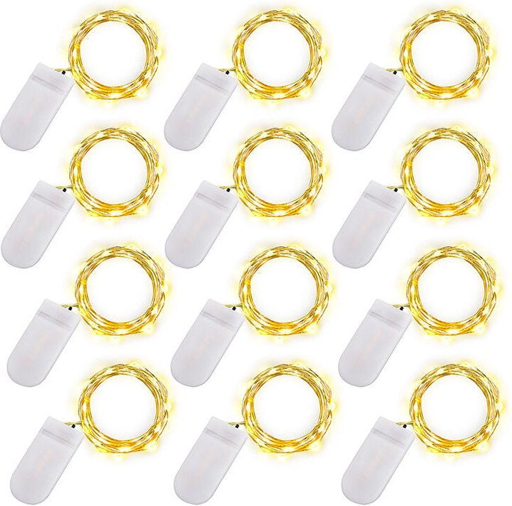 Beijiyi - LED-Lichterkette – 2 m, 20 LEDs, batteriebetrieben, Kupferdraht, wasserdichte Lichterkette für Urlaub, Hochzei...