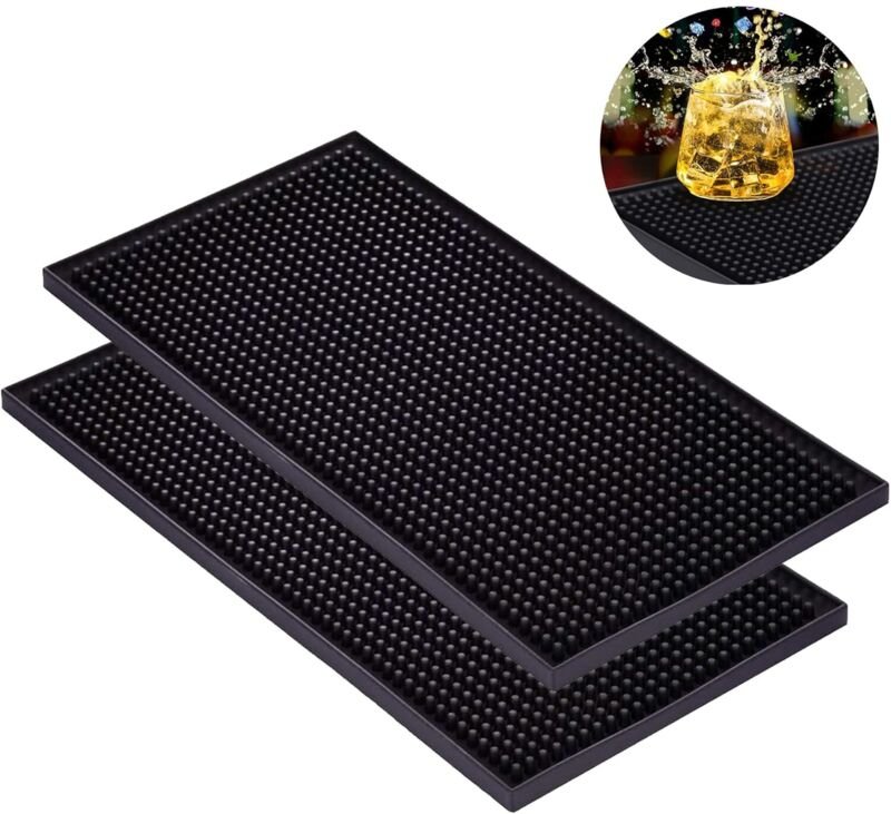 Set mit 2 Gummimatten für Bars, 30 x 15 cm, Geschirrtrockenmatten, Kaffeematten, auslaufsichere Matten, schnelltrocknend...
