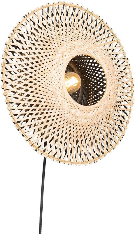 Smarte Wandleuchte Bambus 30 cm mit Stecker inkl. WiFi P45 - Rina