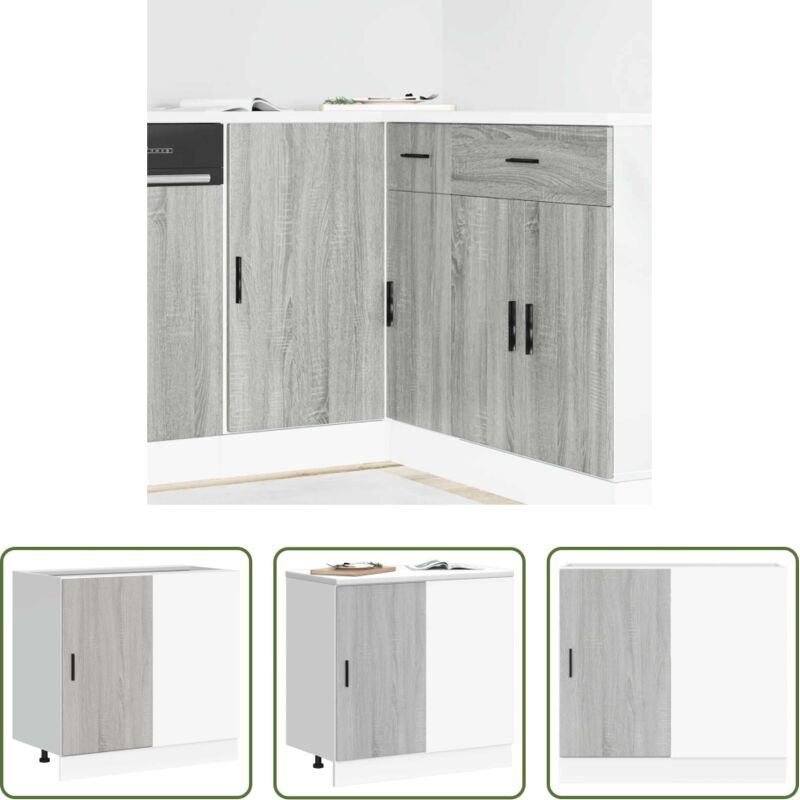 vidaXL Spülenunterschrank - Küchenunterschrank Lyon Grau Sonoma Holzwerkstoff