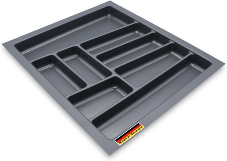 Mehrzweck Besteckeinsatz grau für Küchenschubladen - 54 x 48 cm - Kunststoff Schubladen Ordnungssystem schiefergrau