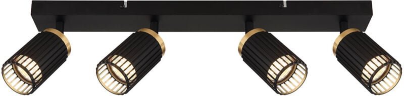 Deckenlampe Deckenleuchte Spotlampe verstellbar Wohnzimmerlampe schwarz gold, 4x GU10, LxBxH 53x12,5x15,5 cm