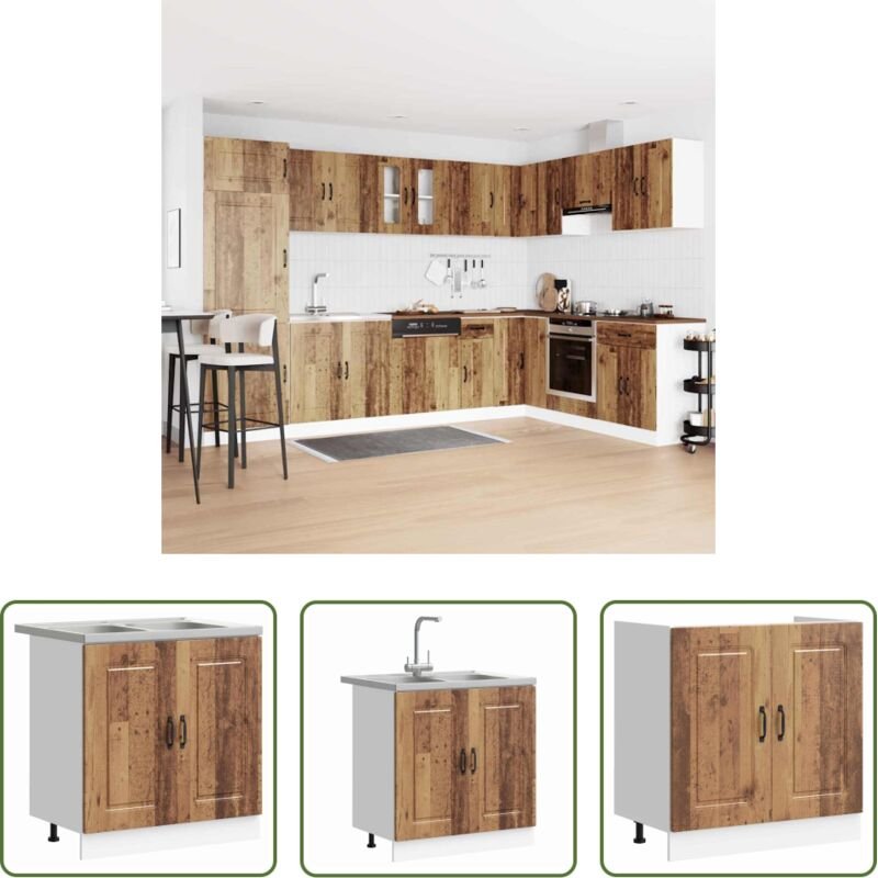 Küchenmöbel - Küchenschrank Kalmar Altholz 80 x 46 x 81.5 cm Holzwerkstoff