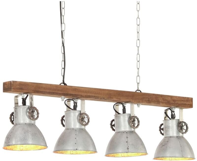 Deckenlampe Industriestil Silbern E27 Mangoholz Vidaxl