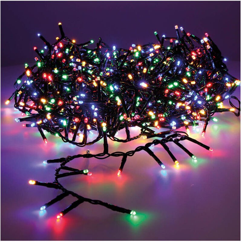 Mehrfarbige blinkende kompakte led girlande 11m 500l grüner draht