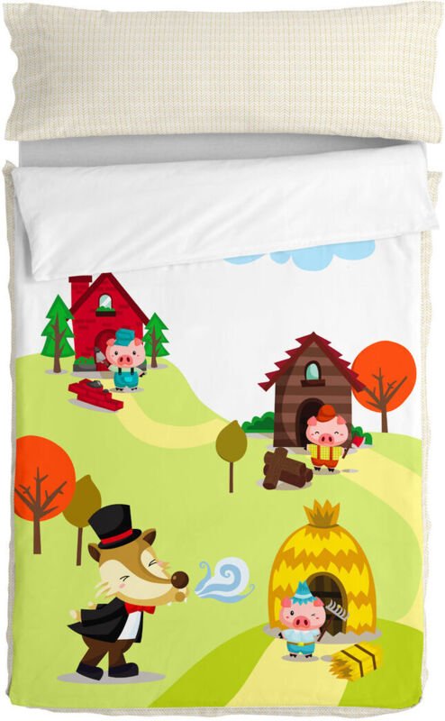 Bettbezug mit Füllung HappyFriday Mr Fox Piggys Bunt 105 x 200 cm