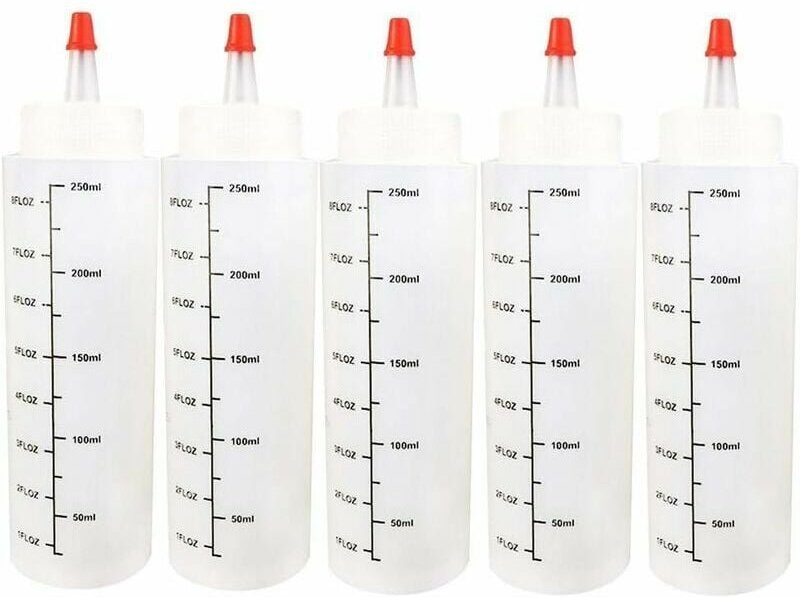 Stück 250 ml Tropfflaschen, Flüssigkeitsflaschen, leere Plastikfläschchen mit Skala, Quetschflasche mit auslaufsicherem ...