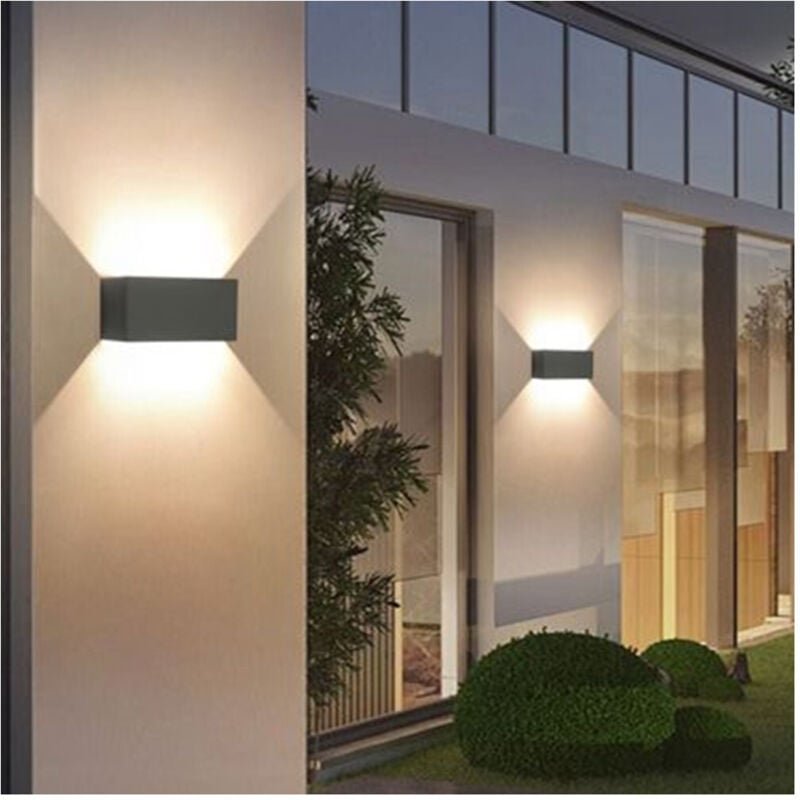 Trade Shop - APPLIQUE LAMPADA LED 24W DA ESTERNO A PARETE DOPPIO FASCIO LUMINOSO REGOLABILE IP65 ES30 - Grau