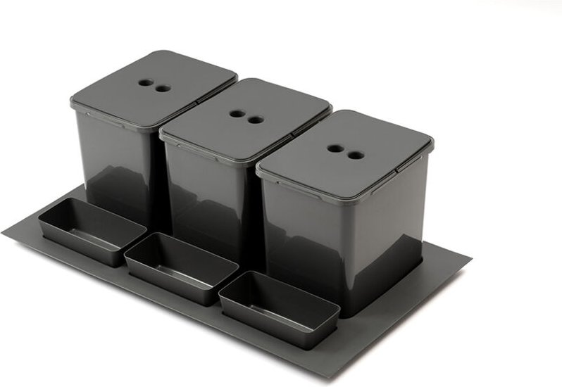 Integrierter 3x16L-Abfallsortierer mit 800-900mm Schublade, anthrazit SANS MARQUE