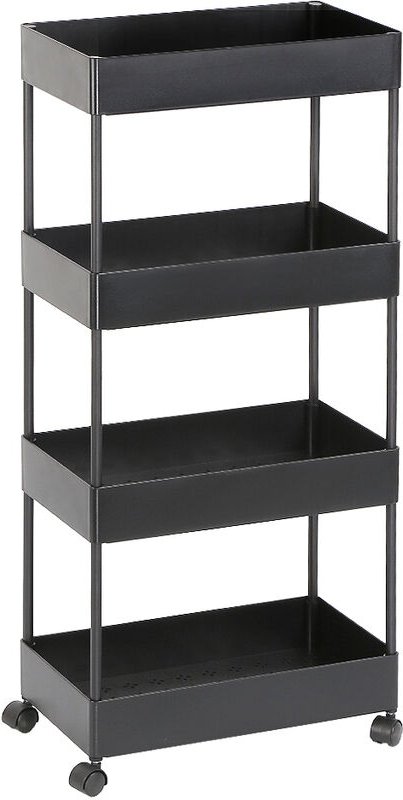 Haloyo - Küchenwagen Servierwagen Rollwagen 4 Etagen abs Wagen für Küche Bad schwarz