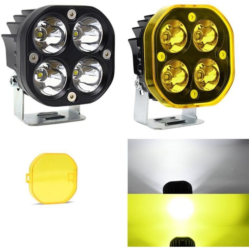 3 Zoll LED-Arbeitsleuchte mit Bernsteinfarbener Linsenabdeckung, Scheinwerfer, Nebelscheinwerfer, Fahrlampe für Auto, Mo...