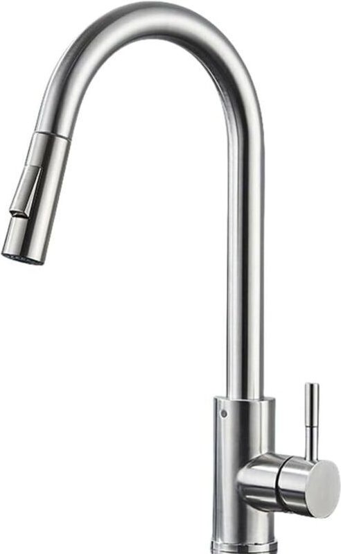 Küchenarmatur aus Edelstahl 304, gebürstetes weißes Spülbecken, ausziehbare Armatur für Gemüsebecken, Küchenzubehör