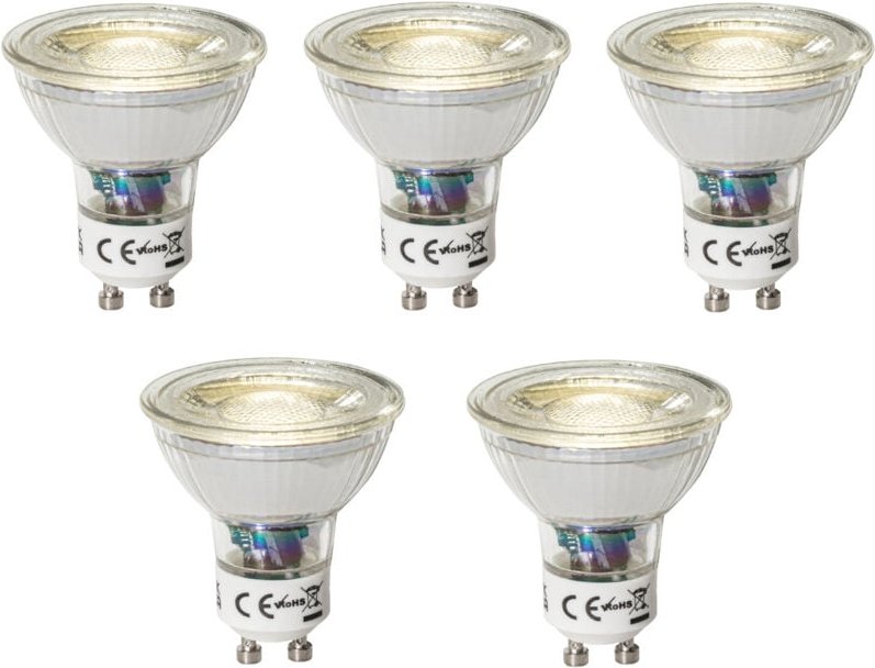 Set mit 5 GU10 dimbare led lamp 3W 200 lm 4000K