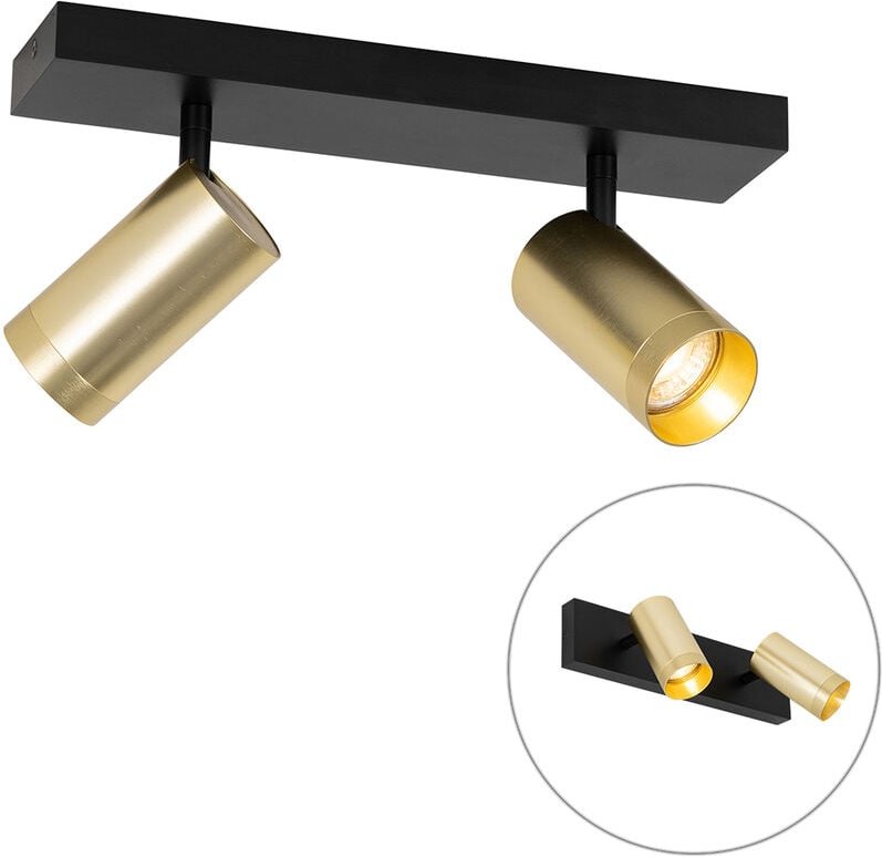 Deckenstrahler schwarz mit goldenem verstellbarem 2-Licht - Jeana Luxe