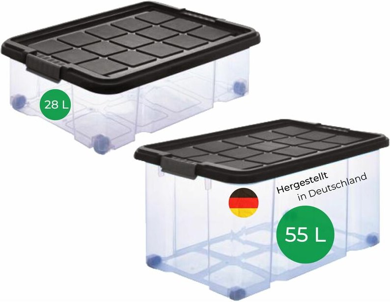 Novatool - Aufbewahrungsbox Aufbewahrungsbox mit Deckel 1x 55 l + 1x 28 l