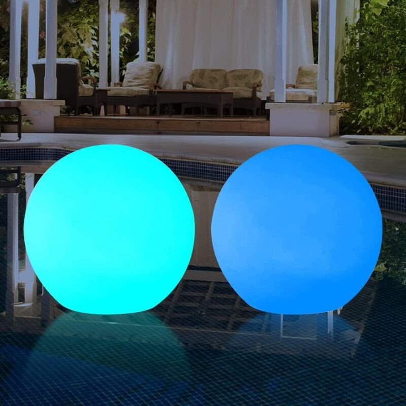 LED-Spa-Licht, 2 Stück 40 cm schwimmende Pool-Lichter led Wasserdichte IP67-Schwimmlampe Kugel-Schwimmbad-Licht mit Fern...