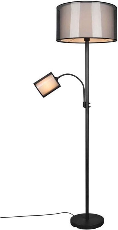 Stehleuchte burton mit Leselicht & Stoff Organza Schwarz innen Weiß, 174cm