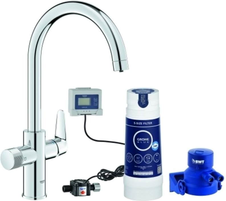 Blue Pure BauCurve C-Auslauf Starter Kit, S-Filter, chrom 30581 - Grohe