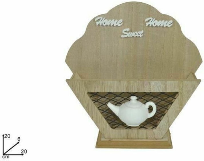 Trade Shop Traesio - Trade Shop - Küchenaufbewahrungshalter aus Holz und Metall, Wohnmöbel, 20 x 20 x 6 cm -