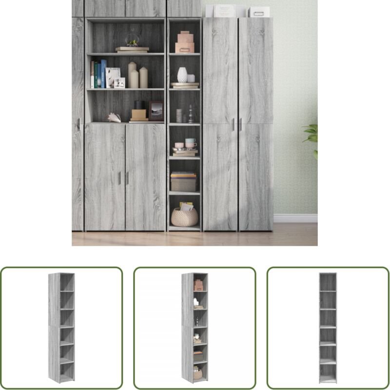 vidaXL Holzwerkstoff - Highboard Grau Sonoma-Eiche 30x41x185 cm Holzwerkstoff