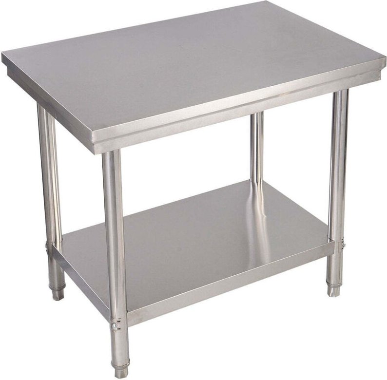 Edelstahl kuchentisch arbeitstisch gastro tisch mit zwischenbord 92x61x90cm