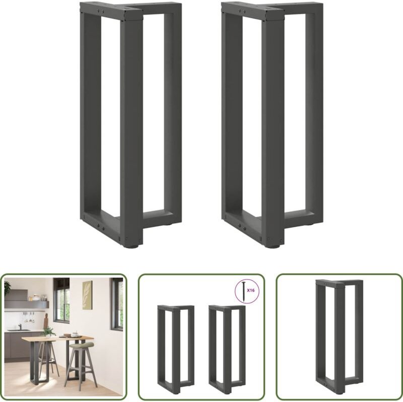 vidaXL T-Form - Bartischbeine T-Form 2 Stk. Anthrazit 50x35x(90-91) cm Stahl