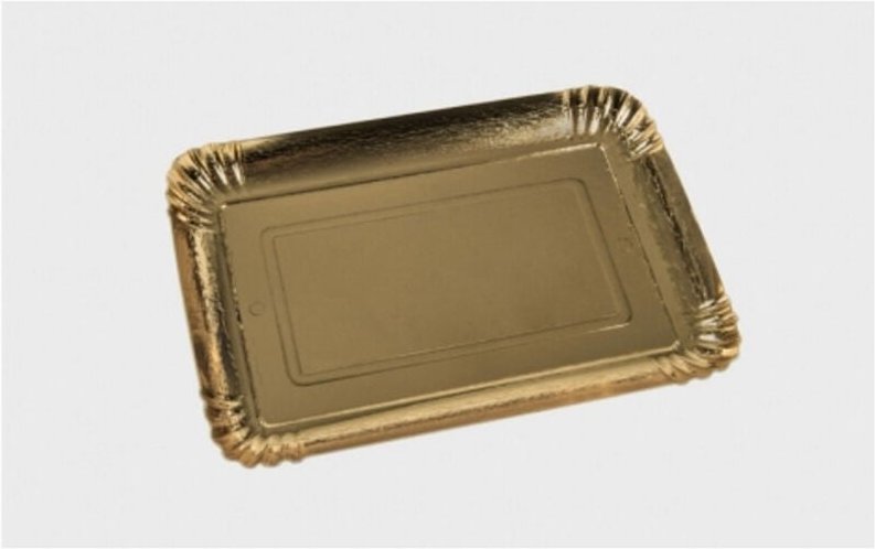 Trade Shop Traesio - Trade Shop - 5 Kuchenbleche 25x35 cm 1,4 Gold Rechteckige Kuchenplatte Goldener Karton -