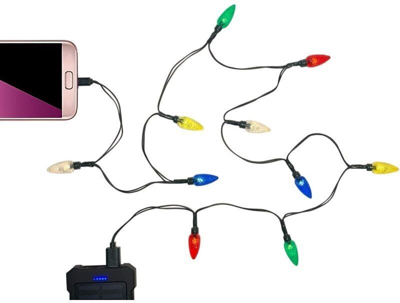 Mehrfarbige LED-Weihnachtsbeleuchtung mit Handy-Ladegerät – 1,4 m USB-Ladekabel, 10 LEDs – Android Micro-USB (Android, 1...