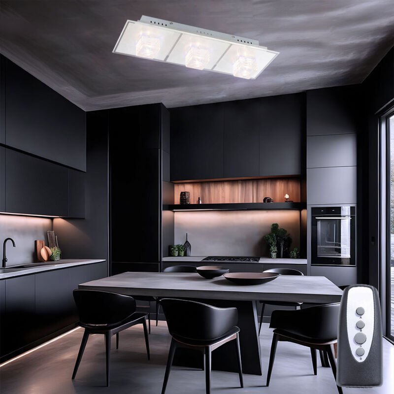 Deckenlampe Deckenleuchte Wohnzimmerlampe led Glas satiniert, Metall, led warmweiß, l 59,5 cm