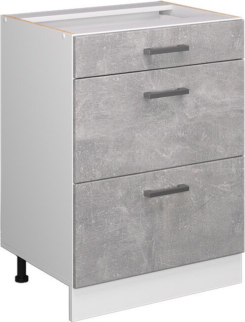 Unterschrank R-Line, Beton, 60 cm mit Schubladen, ohne Arbeitsplatte Vicco