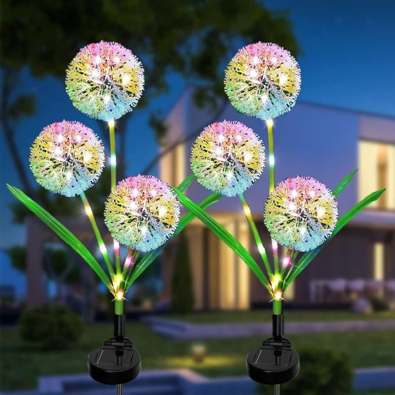 Solarleuchten für den Außenbereich, 2 Packungen Solarleuchten für den Außenbereich, Garten, Löwenzahnblume, IP65, wasser...