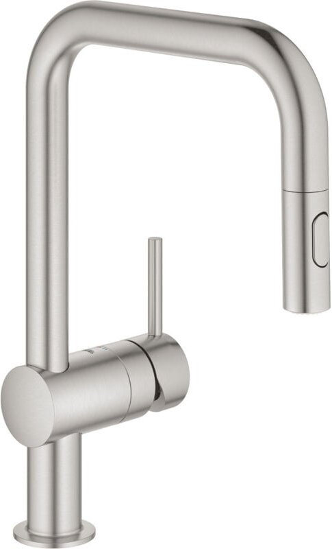 Minta Einhebel-Spültischmischer mit 2-Strahl-Ausziehbrause, Supersteel (32322DC2) - Grohe