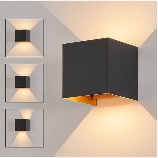 Led Wandleuchte innen Wandlampe außen: Außenwandleuchten Schwarz Gold Up Down Leuchten Aussen 5W IP65 Außenlampe Warmwei...
