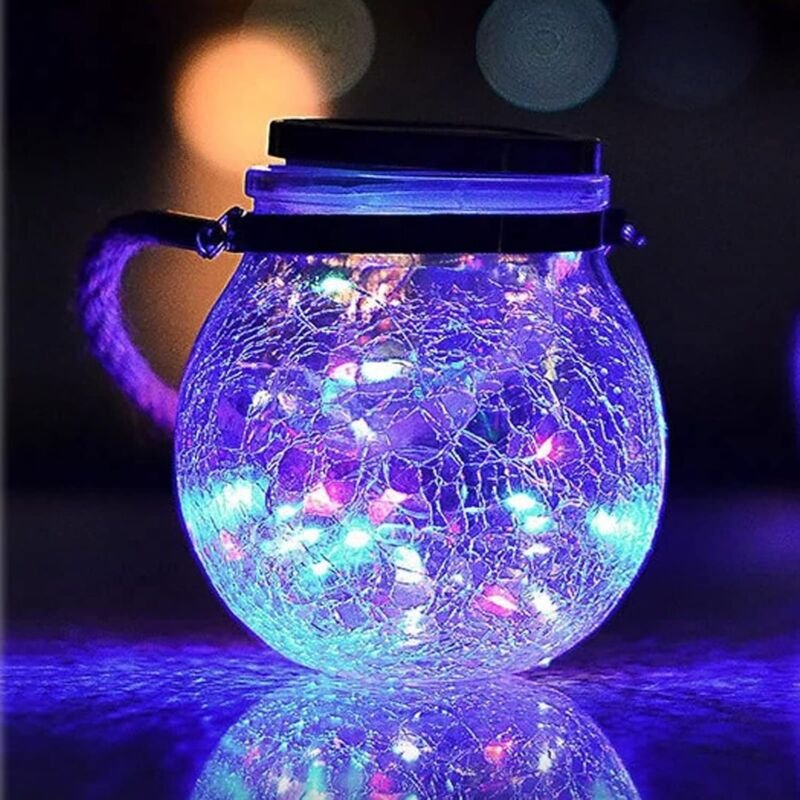 Solar-Gartenlaterne, 1 Stück, zum Aufhängen im Freien, Solarlaterne mit 20 LEDs, wasserdicht, Solarlaterne, dekorative B...