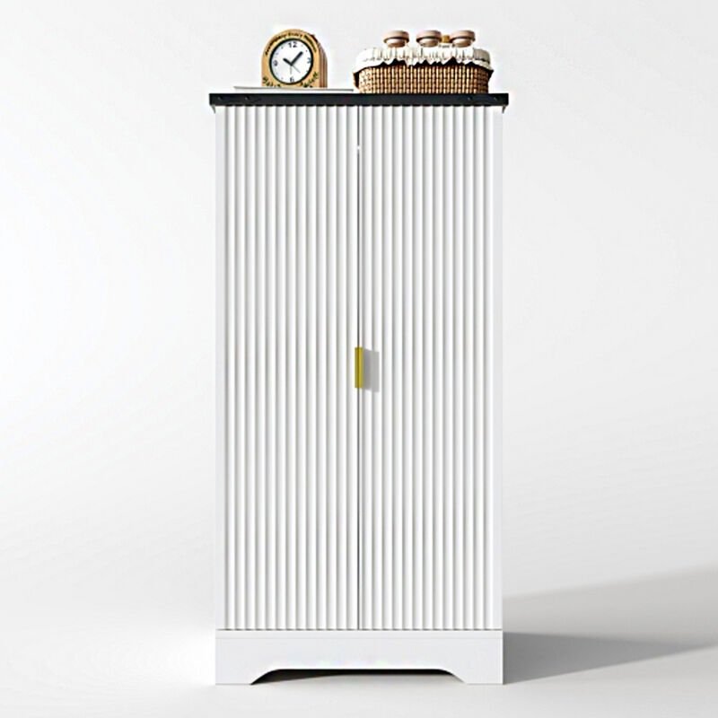 Küchenschrank mit LED-Sensorlicht und Gewürzregal, Großzügiger Doppeltür-Schrank mit Verstellbaren Regalböden und Modern...