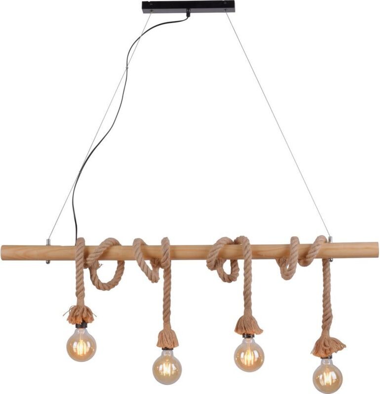 Thumbnail - Leuchten Direkt - JustLight 4er Pendelleuchte Rope schwarz-natur 100 x 7 cm E27 15 w Pendelleuchte