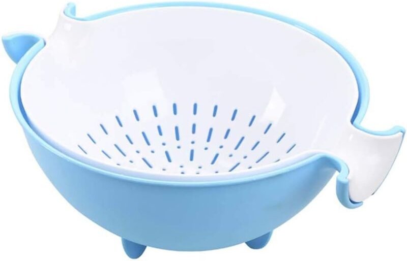 2-in-1-Set aus Kunststoffschüssel und Sieb, Küchensieb für Nudeln, Gemüse und Getreide, praktisches Alltagsgerät