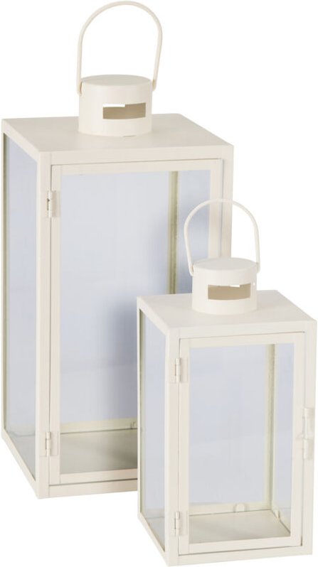 Thumbnail - 2tlg Metall Laternen Set creme WeißH34/47cm-NB1251570