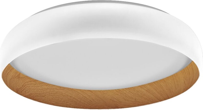 Orbis Livia LED-Deckenleuchte mit Metallring, weiß/Holzdekor, 36W, 2000lm, 3000K, 520mm, 830 freundliches Warmweiß, durc...