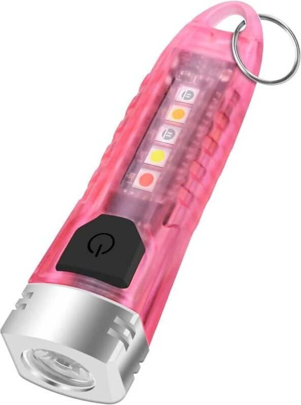 Mini-Taschenlampe, wiederaufladbar, 10 Modi, Schlüsselanhänger-Taschenlampe, rote LED, UV-Lampe, wasserdichte Mini-Tasch...