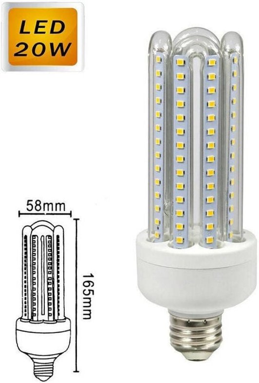 Trade Shop Traesio - Trade Shop - led -Glühbirne E27 20W kaltes weißes Licht 6500K Heiße 3000k natürliche 4000k 4U03T -