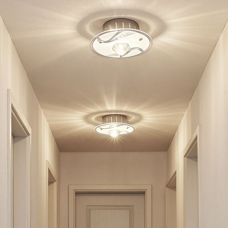 Deckenleuchte Deckenleuchte Kristallleuchte Designleuchte Metall, Spiegelglas, Glaskristalle, Glas 1x G9, d 18 cm, 2er S...