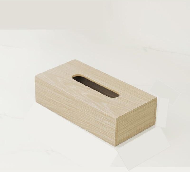 Taschentuchbox mit Sockel, Holz, Beige, 24 x 12 x 6,5 cm - Lntyq