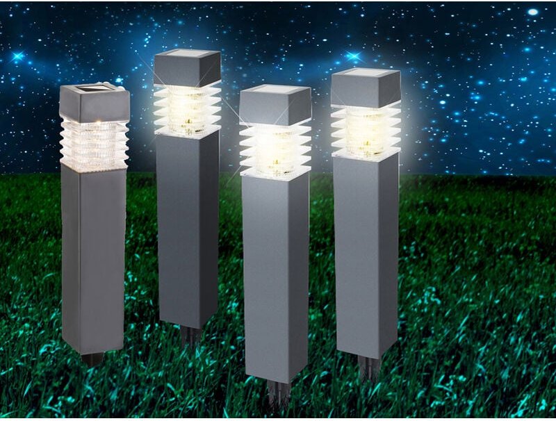 Led Solarbeleuchtung - Erdspießleuchten im 4er set aus Kunststoff