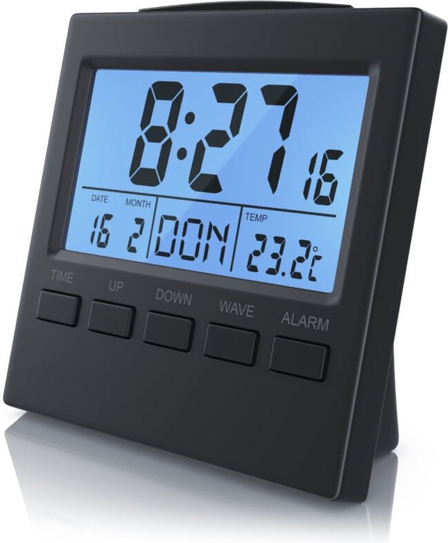 BEARWARE Digital-Funkwecker mit Innen-Temperaturanzeige DCF-Funkuhr / Datums & Wochentagsanzeige