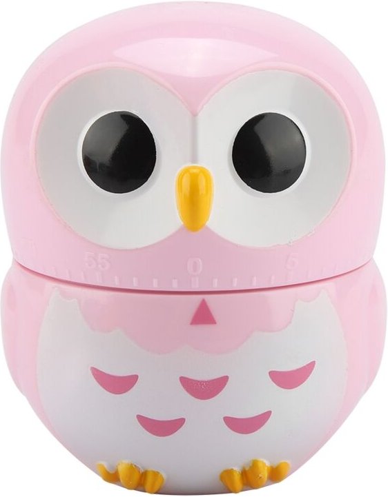 Kochtimer, niedlicher eulenförmiger Küchentimer, mechanischer Timer für Zuhause (rosa)