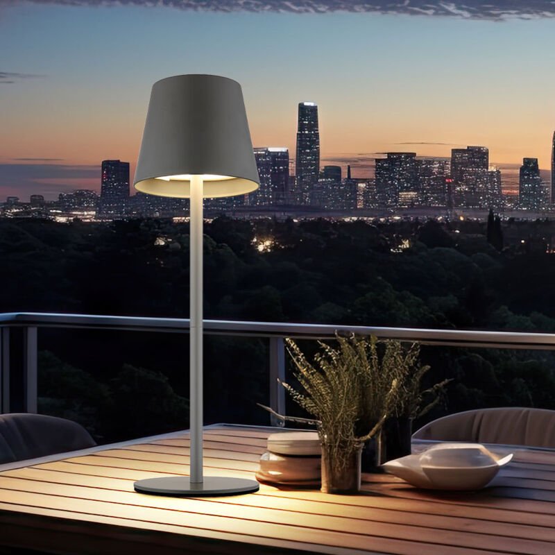 Außenleuchte Tischlampe Akku Tischleuchte Touchdimmer Flaschenaufsatz cct, grau, usb-c, led 3W 200Lm warm-kaltweiß, DxH ...